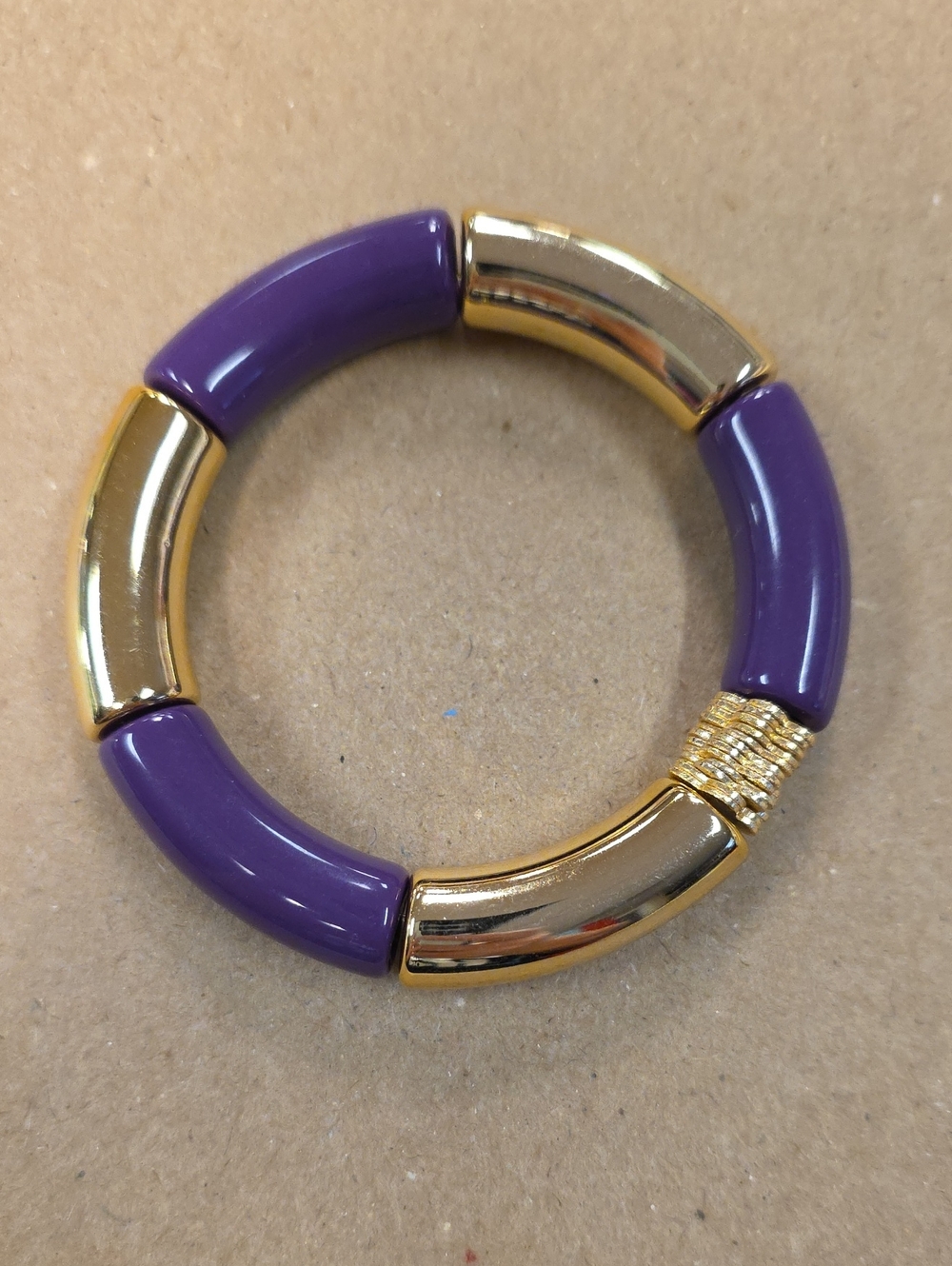 Express Purple and Gold Link Stretch Bracelet